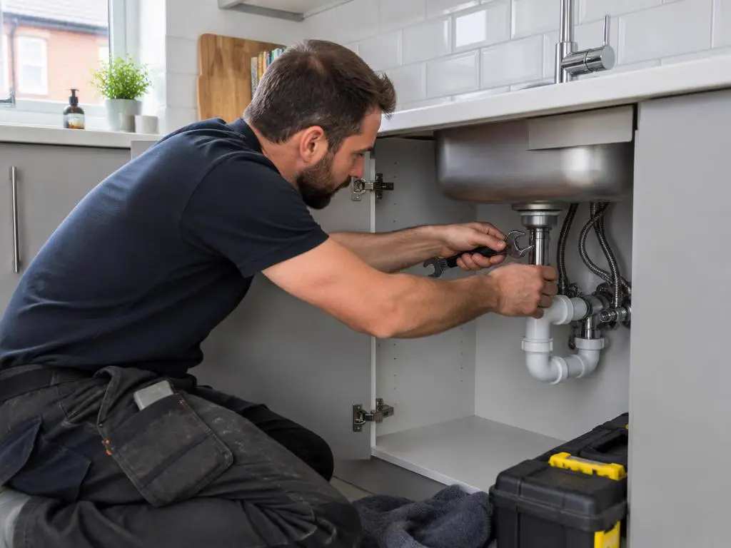 Handyman carrying out household repairs in a kitchen in Armagh